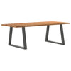 Eettafel Met Natuurlijke Rand 240X80X74 Cm Massief Eikenhout Antraciet