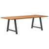 Eettafel Met Natuurlijke Rand Massief Eikenhout Rechthoekig Antraciet