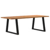 Eettafel Met Natuurlijke Rand 200X100X74 Cm Massief Eikenhout Zwart