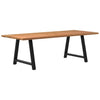 Eettafel Met Natuurlijke Rand Massief Eikenhout Rechthoekig Zwart