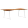 Eettafel Met Natuurlijke Rand 220X100X74 Cm Massief Eikenhout Wit