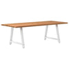 Eettafel Met Natuurlijke Rand Massief Eikenhout Rechthoekig Wit