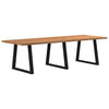 Eettafel Rechthoekig 180X100X74 Cm Massief Eikenhout Lichtbruin Zwart