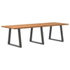 Eettafel Met Natuurlijke Rand 240X80X74 Cm Massief Eikenhout Antraciet