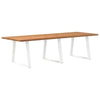 Eettafel Met Natuurlijke Rand 220X100X74 Cm Massief Eikenhout Wit