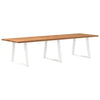 Eettafel Met Natuurlijke Rand 220X100X74 Cm Massief Eikenhout Wit