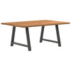 Eettafel Rechthoekig 220X100X74 Cm Massief Eikenhout Lichtbruin Antraciet