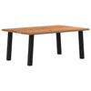 Eettafel Rechthoekig 240X90X74 Cm Massief Eikenhout Lichtbruin Zwart