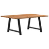 Eettafel Rechthoekig 240X90X74 Cm Massief Eikenhout Lichtbruin Zwart