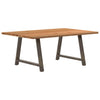 Eettafel Rechthoekig 220X120X74 Cm Massief Eikenhout Lichtbruin Natuurlijk Staal