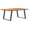 Eettafel Met Natuurlijke Rand 220X80X74 Cm Massief Eikenhout Antraciet