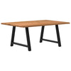 Eettafel Met Natuurlijke Rand Massief Eikenhout Rechthoekig Zwart