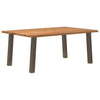 Eettafel Met Natuurlijke Rand 220X100X74 Cm Massief Eikenhout Natuurlijk Staal