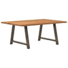 Eettafel Met Natuurlijke Rand Massief Eikenhout Rechthoekig Natuurlijk Staal