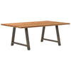 Eettafel Rechthoekig 220X120X74 Cm Massief Eikenhout Lichtbruin Natuurlijk Staal
