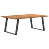 Eettafel Met Natuurlijke Rand 220X80X74 Cm Massief Eikenhout Antraciet