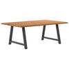 Eettafel Met Natuurlijke Rand Massief Eikenhout Rechthoekig Antraciet