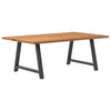 Eettafel Met Natuurlijke Rand Massief Eikenhout Rechthoekig Antraciet