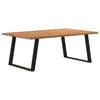Eettafel Met Natuurlijke Rand 240X100X74 Cm Massief Eikenhout Zwart
