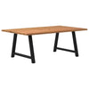 Eettafel Met Natuurlijke Rand Massief Eikenhout Rechthoekig Zwart