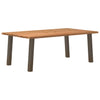 Eettafel Met Natuurlijke Rand 220X100X74 Cm Massief Eikenhout Natuurlijk Staal