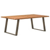 Eettafel Met Natuurlijke Rand 220X120X74 Cm Massief Eikenhout Naturel