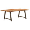 Eettafel Met Natuurlijke Rand Massief Eikenhout Rechthoekig Natuurlijk Staal