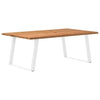 Eettafel Met Natuurlijke Rand Massief Eikenhout Rechthoekig Wit