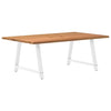 Eettafel Met Natuurlijke Rand Massief Eikenhout Rechthoekig Wit