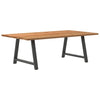 Eettafel Rechthoekig 220X100X74 Cm Massief Eikenhout Lichtbruin Antraciet