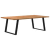 Eettafel Rechthoekig 180X100X74 Cm Massief Eikenhout Lichtbruin Zwart
