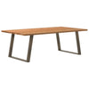 Eettafel Rechthoekig 200X120X74 Cm Massief Eikenhout Lichtbruin Natuurlijk Staal
