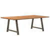 Eettafel Rechthoekig 220X120X74 Cm Massief Eikenhout Lichtbruin Natuurlijk Staal