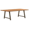 Eettafel Rechthoekig 220X120X74 Cm Massief Eikenhout Lichtbruin Natuurlijk Staal