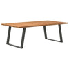 Eettafel Met Natuurlijke Rand 220X80X74 Cm Massief Eikenhout Antraciet