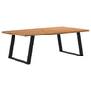 Eettafel Met Natuurlijke Rand 240X100X74 Cm Massief Eikenhout Zwart