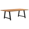 Eettafel Met Natuurlijke Rand Massief Eikenhout Rechthoekig Zwart