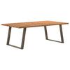 Eettafel Met Natuurlijke Rand 220X120X74 Cm Massief Eikenhout Naturel