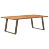 Eettafel Met Natuurlijke Rand 220X120X74 Cm Massief Eikenhout Naturel