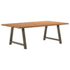 Eettafel Met Natuurlijke Rand Massief Eikenhout Rechthoekig Natuurlijk Staal