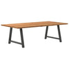 Eettafel Rechthoekig 220X100X74 Cm Massief Eikenhout Lichtbruin Antraciet
