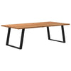 Eettafel Rechthoekig 180X100X74 Cm Massief Eikenhout Lichtbruin Zwart