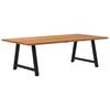 Eettafel Rechthoekig 240X90X74 Cm Massief Eikenhout Lichtbruin Zwart