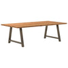 Eettafel Rechthoekig 220X120X74 Cm Massief Eikenhout Lichtbruin Natuurlijk Staal
