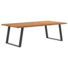 Eettafel Met Natuurlijke Rand 220X80X74 Cm Massief Eikenhout Antraciet