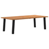 Eettafel Met Natuurlijke Rand Massief Eikenhout Rechthoekig Zwart