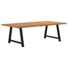 Eettafel Met Natuurlijke Rand Massief Eikenhout Rechthoekig Zwart