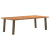 Eettafel Met Natuurlijke Rand 220X100X74 Cm Massief Eikenhout Natuurlijk Staal