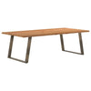 Eettafel Met Natuurlijke Rand 220X120X74 Cm Massief Eikenhout Naturel