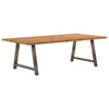 Eettafel Met Natuurlijke Rand Massief Eikenhout Rechthoekig Natuurlijk Staal
